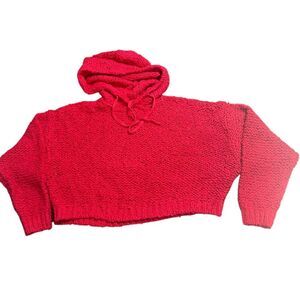 Pilcro Anthropologie Sailcloth Hooded Chunky Knit Sweater Red/Raspberry‎ Small